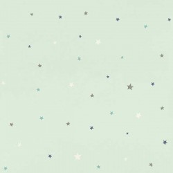 Papel de Parede Infantil Verde com Estrela verde , azul e branco 