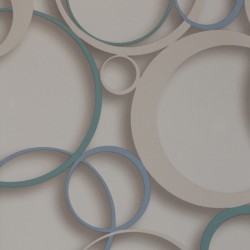 Papel de parede, círculos 3D, azul e bege