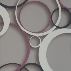 Papel de parede, círculos 3D, bege, rosa e cinza
