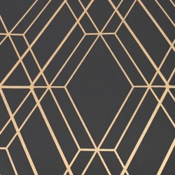 Papel de parede, geométrico losango, preto e dourado