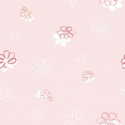 Papel de parede decorado infantil, floral, rosa.