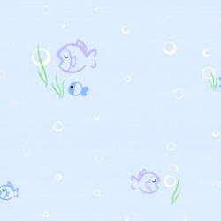 Papel de parede decorado infantil, peixes, azul
