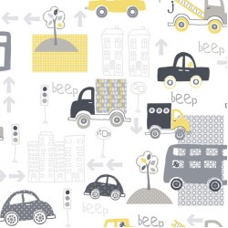Papel de parede, decorado, infantil, carros e caminhão.