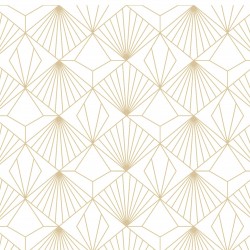 Papel de parede, geométrico, branco e dourado