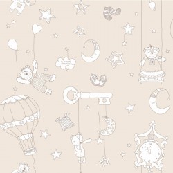 Papel de parede, decorado, infantil, balão, estrelas, ursinhos.