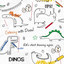 Papel de parede, decorado, infantil, dinossauro.