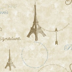 Papel de parede estampado com fotomontagem de Paris.