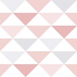 Papel de parede, geométrico, infantil, rosa, cinza e branco