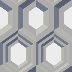 Papel de parede, geométrico, azul, prata, bege e branco