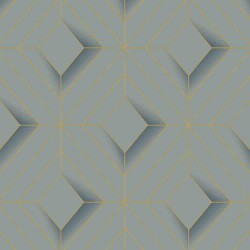 Papel de parede, geométrico, 3D, azul e dourado