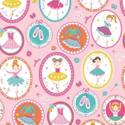 Papel de parede decorado, infantil, rosa, bailarinas.